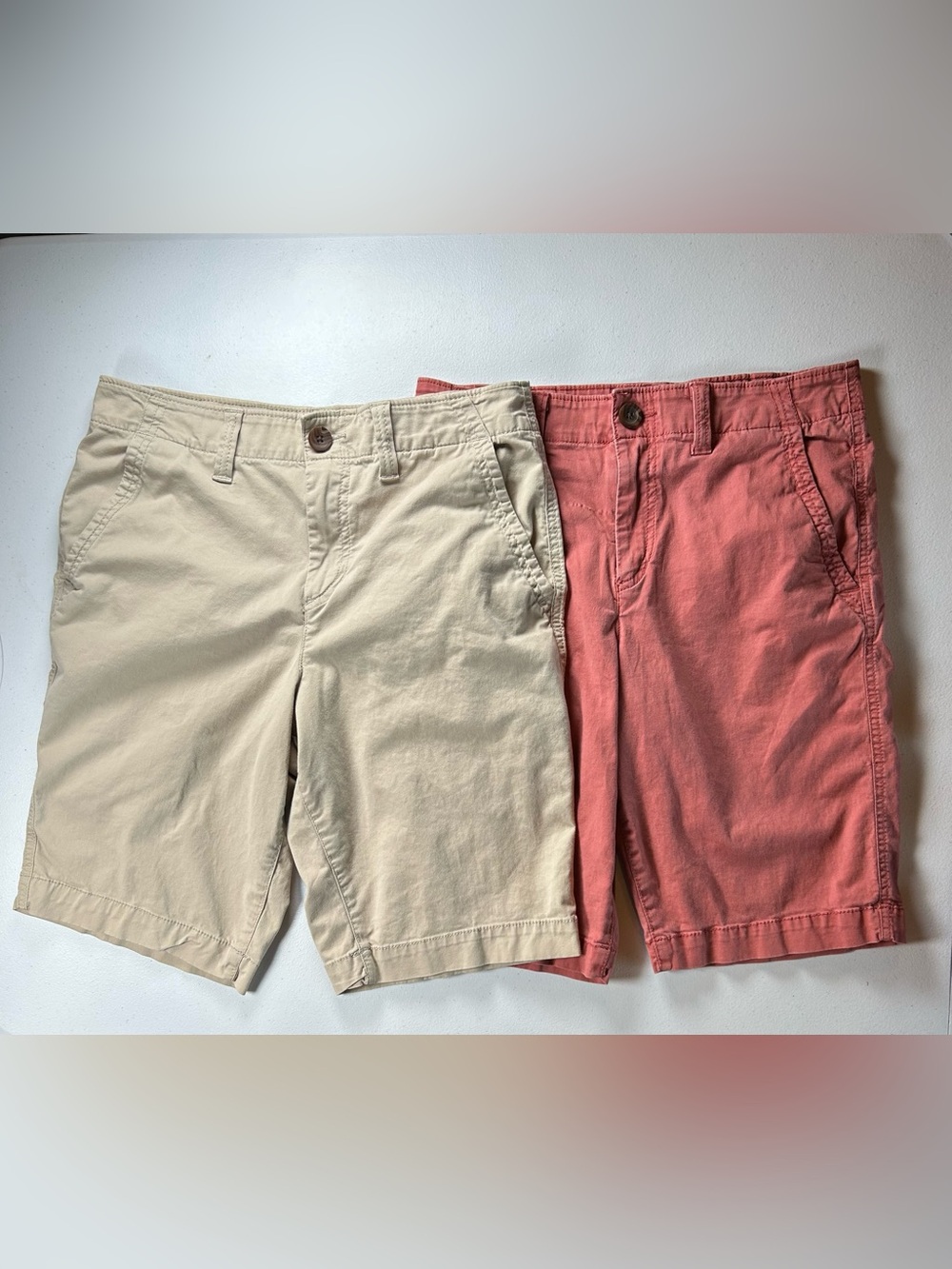 Urban Pipeline Super Flex Flat Front Chino Shorts Lot 2pc Men 30 Khaki Coral
